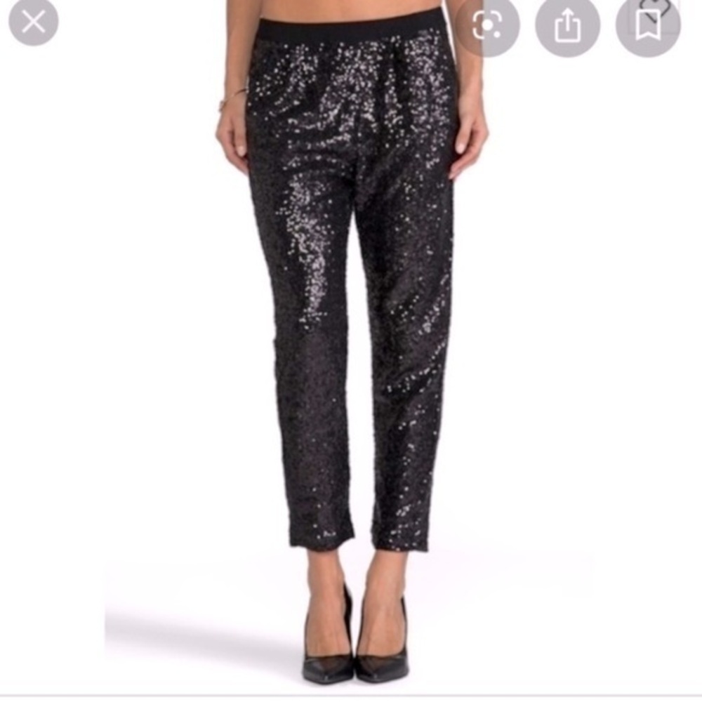 🥑Ella Moss sequined pants black pull on pockets XS